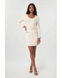 Karen Millen - Tweed Embellished Trim Tailored Belted Mini Dress - Lyst