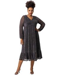 Roman Curve - Metallic Plisse Frill Hem Dress - Lyst