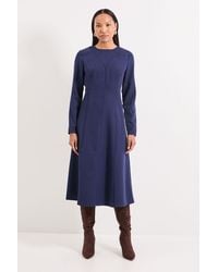 PRINCIPLES - Contrast Seam Detail Fit & Flare Crepe Midi Dress - Lyst