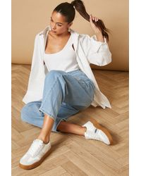 Oasis - Peyton Faux Suede Mix Material Lace Up Trainers - Lyst