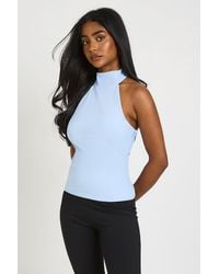 Boohoo - Fitted Halterneck Cinched Top - Lyst