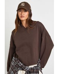Boohoo - V Neck Oversized Sweatshirt - Lyst