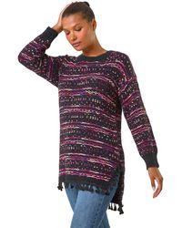 Roman - Boucle Fringe Hem Tunic Jumper - Lyst