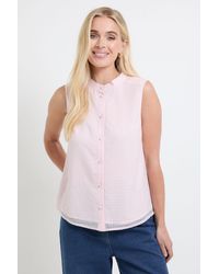 Wallis - Petite Check Organza Sleevelss Blouse - Lyst