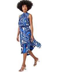Roman - Sleeveless Swirl Print Midi Dress - Lyst