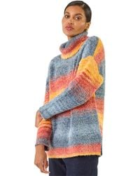 Roman - Fluffy Stripe Knit Jumper - Lyst