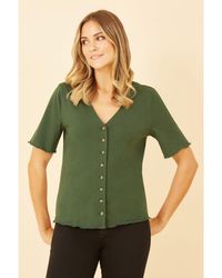 Yumi' - Jersey Button Detail T-Shirt Cotton - Lyst