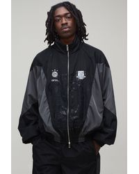 BoohooMAN - Oversized Funnel Neck Circa 98 Crest Colour Block Track Jacket - Lyst