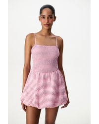Penti - Plaid Mini Dress With Shirred Bodice - Lyst