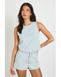 Boohoo - Boxy Denim Vest Top - Lyst