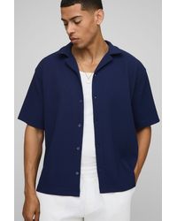 BoohooMAN - Short Sleeve Revere Oversized Fit Pleated Shirt - Lyst