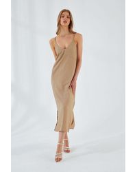 MixRay - V-Hals Split Midi-Jurk - Lyst
