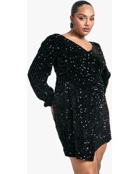 Boohoo - Plus Velvet Sequin Swing Dress - Lyst