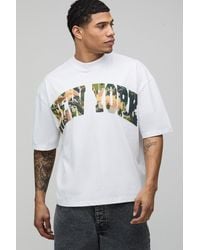 BoohooMAN - Oversized Boxy New York Camo Print T-Shirt Cotton - Lyst