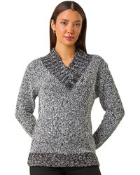 Roman - Textured Overlap Jumper - Lyst