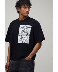 BoohooMAN - Oversized Boxy Heavyweight Embellished Floral T-Shirt - Lyst