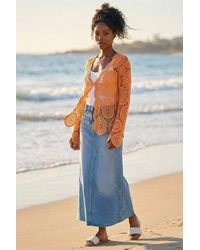 Roman - Crochet Tie Front Knit Cardigan - Lyst