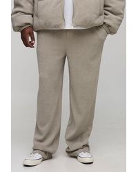 BoohooMAN - Plus Relaxed Fit Textured Faux Suede Stacked Trousers - Lyst