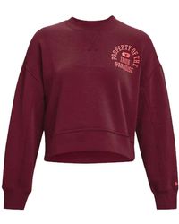 Under Armour - Project Rock Burgundy Fleece Sweater - Lyst