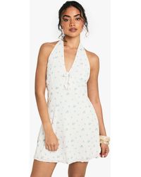 Boohoo - Ditsy Floral Lace Halter Mini Dress - Lyst