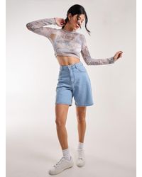 Pink Vanilla - Mesh Printed La Long Sleeve Top - Lyst