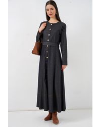 Bigdart - Gestrikte Denim Midi Jurk - Lyst