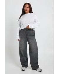 Boohoo - Plus Elasticated Waist Wide Leg Jean - Lyst