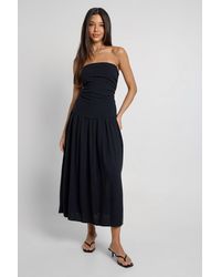 Boohoo - Premium Linen Bandeau Midaxi Dress - Lyst