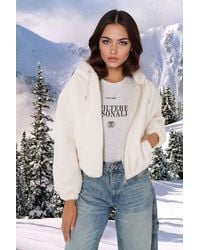 Bigdart - Crop Plush Zip-Front Hoodie - Lyst