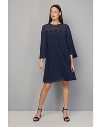 Wallis - Pleated Floral Trim Shift Dress - Lyst