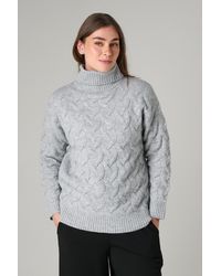 French Connection - Cable Knit Roll Neck Long Sleeve Jumper - Lyst