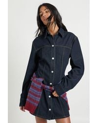 Boohoo - Tall Long Sleeve Cinched Waist Denim Dress - Lyst