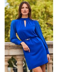 Sosandar - Cobalt Chevron Sleeve Shift Dress - Lyst