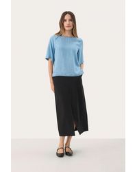 Part Two - Blouse Met Korte Mouwen Loose Fit Light Denim - Lyst
