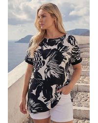 Roman - Curve Mono Floral Print Stretch Top - Lyst