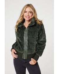Izabel London - Faux Fur Zip Front Jacket - Lyst