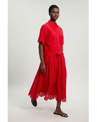 Karen Millen - Cotton Broderie Maxi Skirt - Lyst