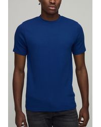 BoohooMAN - Slim Fit Waffle T-Shirt - Lyst