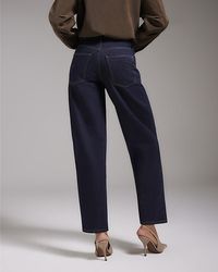 River Island - Barrel Leg Jeans Button Zip Cotton - Lyst