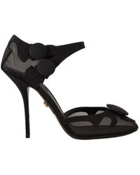 Dolce & Gabbana - Mesh Ankle Strap Pumps With Stiletto Heels - Lyst