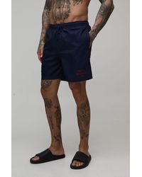 BoohooMAN - Tall Capri Placement Print Mid Length Swim Shorts - Lyst