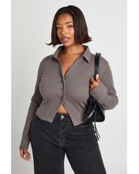 Boohoo - Plus Collared Button Through Top - Lyst