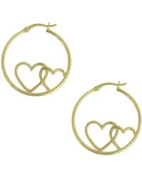The Jewellery Stockroom - Plated Heart Outline Creole Hoops - Lyst