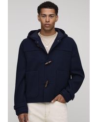 BoohooMAN - Oversized Boxy Fit Melton Toggle Hooded Duffle Coat - Lyst