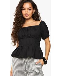 Boohoo - Poplin Bardot Top - Lyst