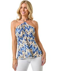 Roman - Petite Abstract Halter Neck Stretch Top - Lyst