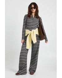 Boohoo - Stripe Rib Drawcord Trouser - Lyst