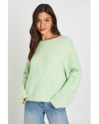 Boohoo - Slash Neck Boxy Crop Knitted Jumper - Lyst