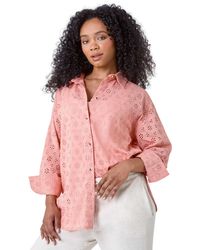 Roman Petite - Cotton Broderie Button Blouse - Lyst