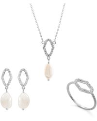 Orphelia - 'Normandy' 925 Sterling Set: Necklace + Earrings + Ring - Lyst